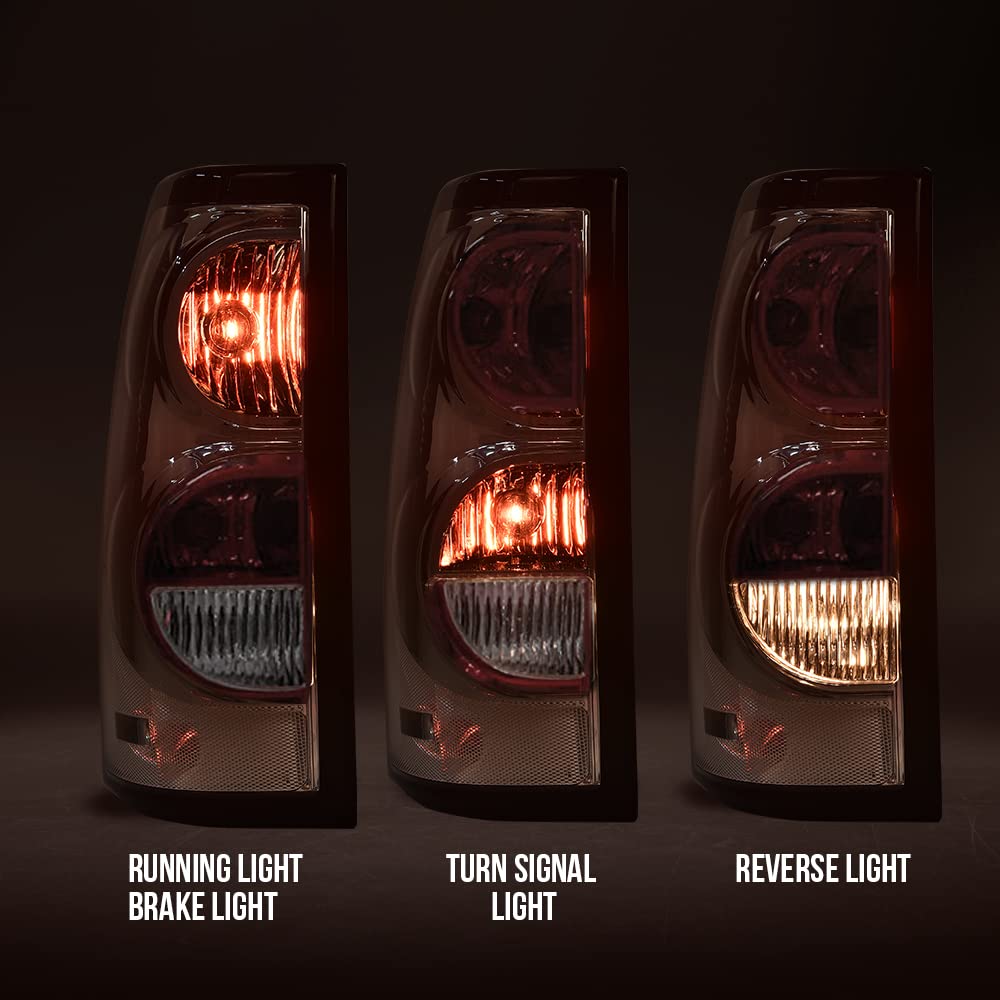 G-PLUS Tail Lights Compatible with Chevy Silverado 2003 2004 2005 2006,Rear Lamp w/Wiring Harness,Left & Right Luces Traseras Rear Brake Lamps Assembly Faros Traseros