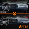 G-PLUS TPE Dashboard Dash Cover w/Pass Cupholder Compatible with Chevy Silverado Tahoe Suburban/GMC Sierra Yukon 1995-1996 Dark Black