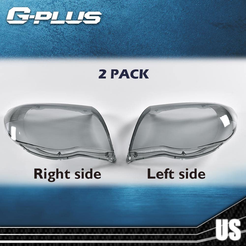 G-PLUS Front Headlight Lenses Cover, Compatible with 2005-2011 Toyota Tacoma, Left & Right Side Replacement Pair (Smoky Lens)