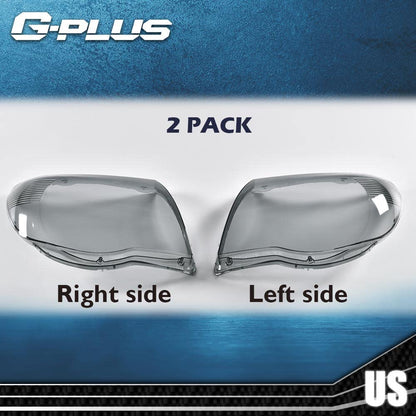 G-PLUS Front Headlight Lenses Cover, Compatible with 2005-2011 Toyota Tacoma, Left & Right Side Replacement Pair (Smoky Lens)