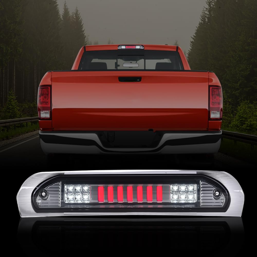 G-PLUS LED Third Brake Light Compatible With 2002-08 Dodge RAM 1500/Fit 2003-2009 Dodge RAM 2500 3500 3RD LED Bar Brake/Cargo Lamp,Type I Chrome Housing Smoky Lens