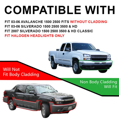 G-PLUS Headlights Bumper Lamps Assembly Compatible with 03-06 Chevy Avalanche/03-07 Silverado 1500HD/03-06 Silverado 2500HD, Smoky Lens Black Housing Clear ReflectorBumper Headlamps,faros delanteros
