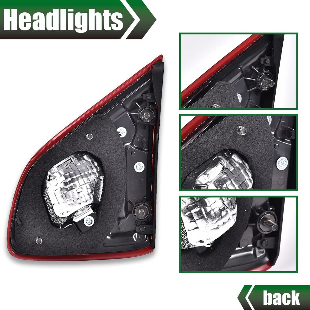 G-PLUS Inner Tail Light Compatible With 2016 2017 2018 Nissan Altima SR Model 4-Door Sedan Automotive Trunk Brake Rear Lid Inner Lamp Chrome Housing,Passenger Side (Right)