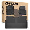 G-PLUS Floor Mats Fit Ford F150 SuperCrew 2015-2025/F150 Lightning 2022-2025 SuperCrew(w/o Fold Flat Storage), TPE Custom Fit All Weather Front & 2nd Row Floor Liners Truck Mats,3PCS Black