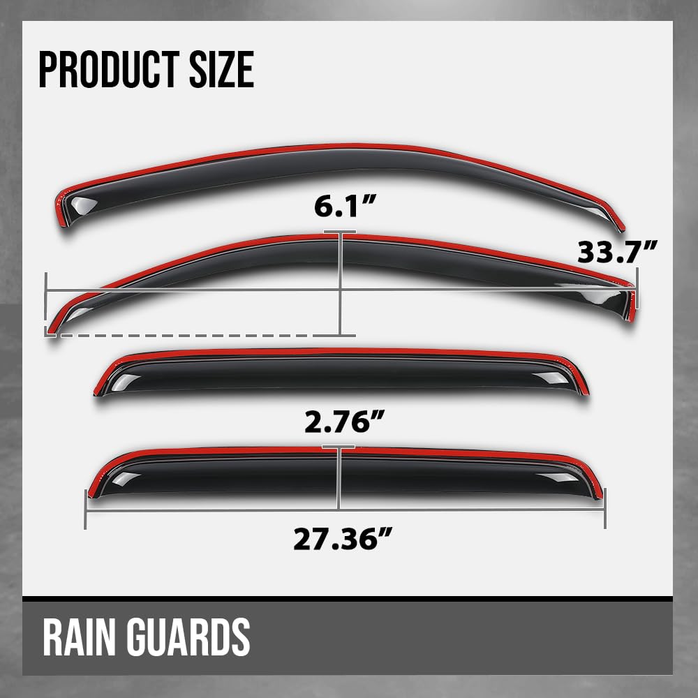 G-PLUS in-Channel Auto Vent Window Visor 4pcs Compatible with Toyota Tacoma Double Cab 2005-2015 Not Fit Access Cab in-Channel Rain Guards Smoke