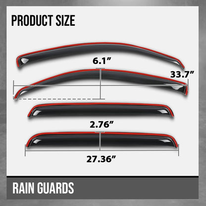 G-PLUS in-Channel Auto Vent Window Visor 4pcs Compatible with Toyota Tacoma Double Cab 2005-2015 Not Fit Access Cab in-Channel Rain Guards Smoke