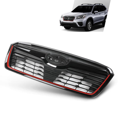 G-PLUS Front Grill w/Camera Hole Gloss Black w/Red Line Compatible with Subaru Forester 2019-2021 91121SJ040