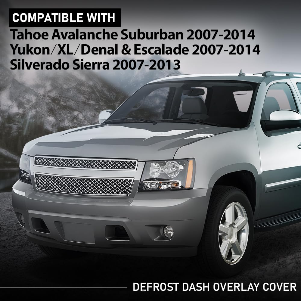 G-PLUS TPE Defrost Dash Cover Cap Compatible with 2007-2013 Chevy Silverado GMC Sierra/ 2007-2014 Chevy Tahoe Avalanche Suburban GMC Yukon XL Denali Black