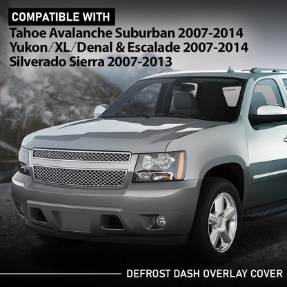 G-PLUS TPE Defrost Dash Cover Cap Compatible with 2007-2013 Chevy Silverado GMC Sierra/ 2007-2014 Chevy Tahoe Avalanche Suburban GMC Yukon XL Denali Black