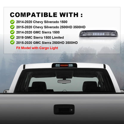 G-PLUS LED Center High Mount Stop Light Rear Tail Light Compatible with 2015-2020 GMC Sierra/Chevy Silverado 2500HD 3500HD 14-20 Chevy Silverado 1500 23509162 20979071