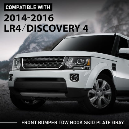 G-PLUS Front Bumper Tow Hook Skid Plate Compatible with LR4 Discovery 4 2014-2016 Gray