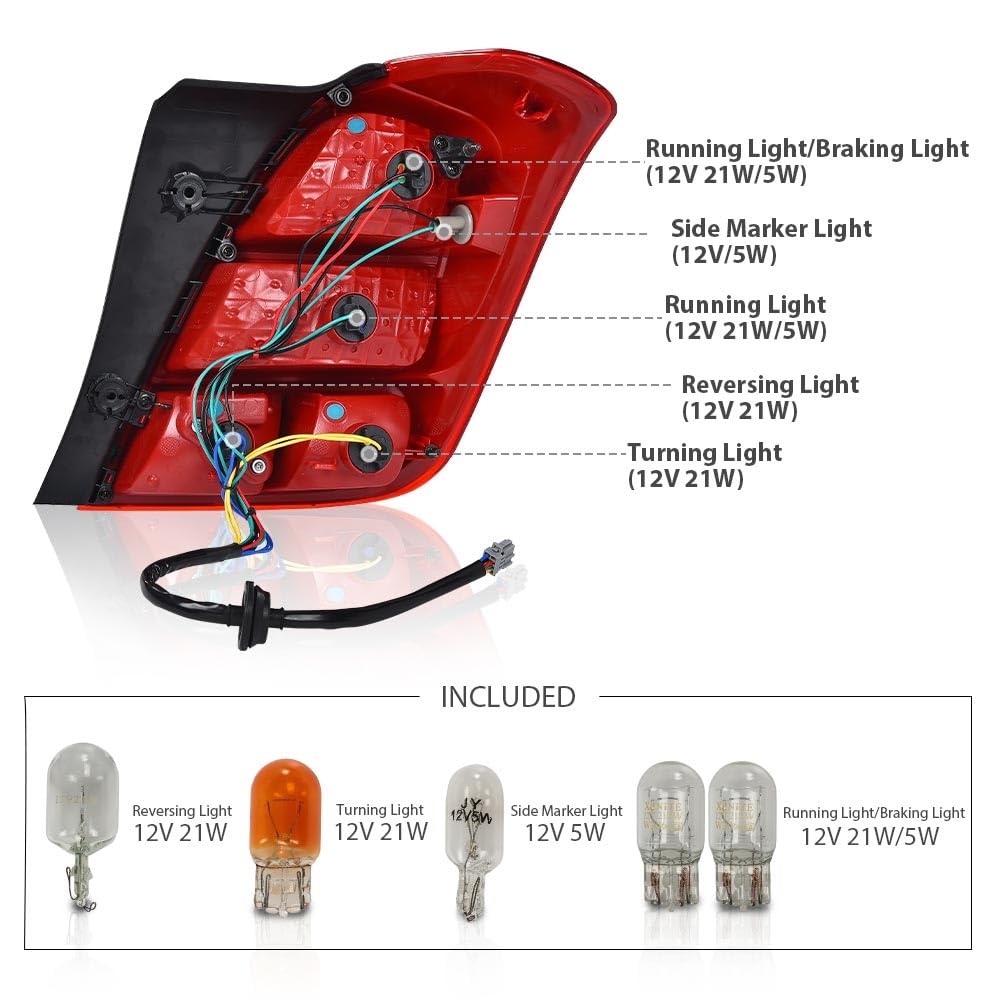 G-PLUS Tail Light Brake Lamp W/Bulbs Compatible with Chevy Trax 2013-2016/LS 2017-2019 GM2800272, 42599449 Red Lens Chrome Housing Left Driver Side Luces Traseras Rear Brake Lamps Assembly