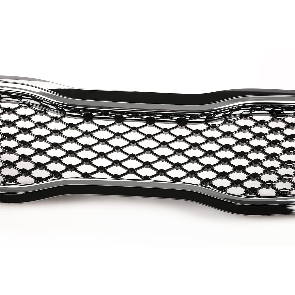 G-PLUS Front Bumper Upper Grille Grill Compatible with Kia Optima 2014 2015 Replacement for 863502T700 Black w/Chrome Trim