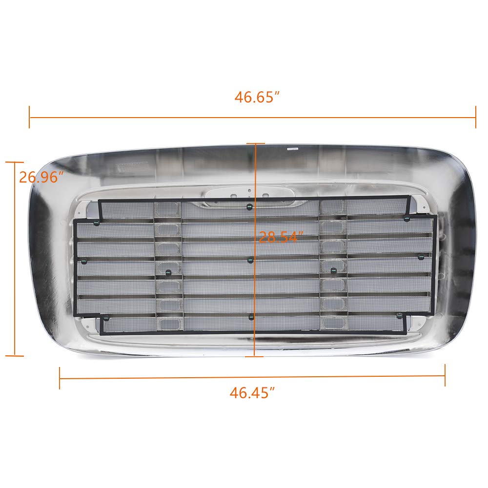 Compatible For Freightliner Columbia 2000-2008 Chrome Triple Plated Front Hood Radiator Grill Grille With Bug Screen Replaces A1715251002 A1715251003