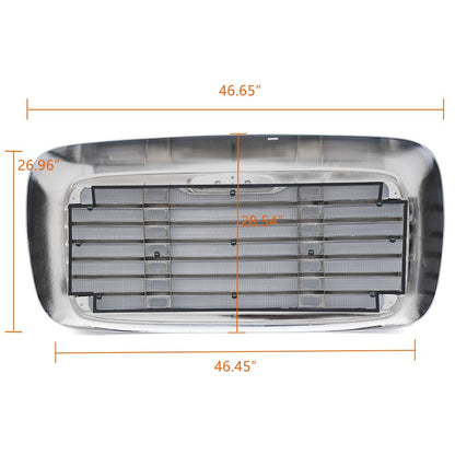 Compatible For Freightliner Columbia 2000-2008 Chrome Triple Plated Front Hood Radiator Grill Grille With Bug Screen Replaces A1715251002 A1715251003
