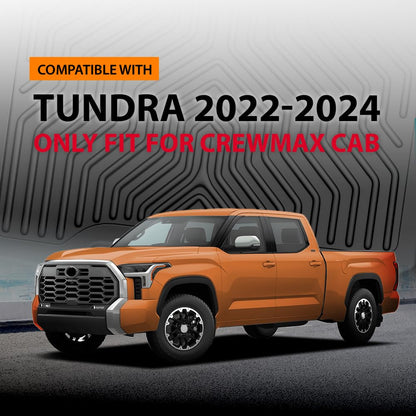 G-PLUS Floor Mats 3PCS Fit for Toyota Tundra CrewMax Cab 2022 2023 2024 2025 2026 TPE Custom Fit All Weather Front & Rear Row Floor Liners Black Alfombras para Carro
