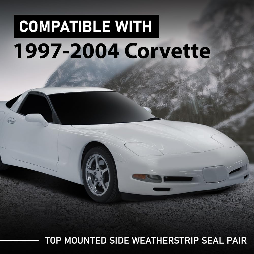 G-PLUS Top Mount Side Weatherstrip Seal Pair Compatible with Chevy Corvette 1997-2004 0313370, 10313371 Black