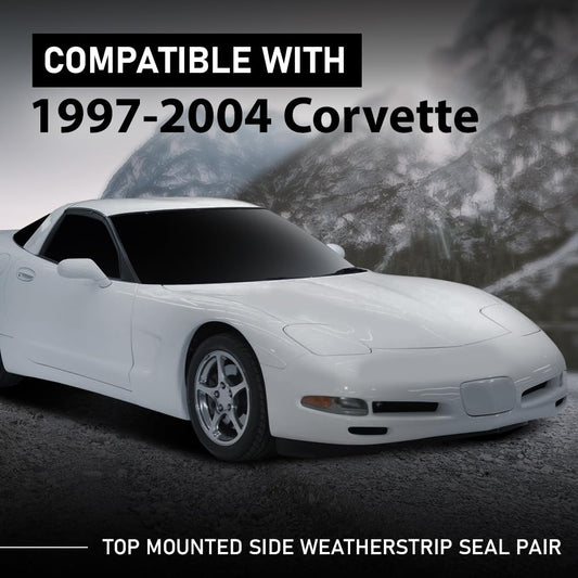 G-PLUS Top Mount Side Weatherstrip Seal Pair Compatible with Chevy Corvette 1997-2004 0313370, 10313371 Black