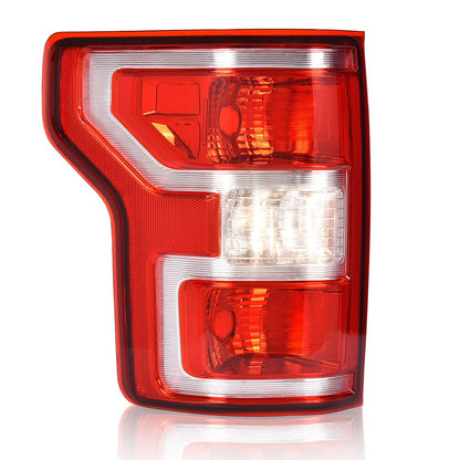 G-PLUS Rear Tail Lamp Light W/o Bulbs and Wiring Harness Compatible with Ford F150 2018 2019 2020 JL3Z13405H, FO2800265 Red Lens Chrome Housing LH Left Driver Side Rear Brake Lamps Assembly