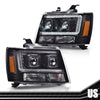 G-PLUS LED Tube Dual Projector Headlights, Compatible with 2007-2014 Chevy Tahoe/Suburban Bumper Headlamps Assembly, Clear Lens Black Housing Amber Reflector,faros delanteros