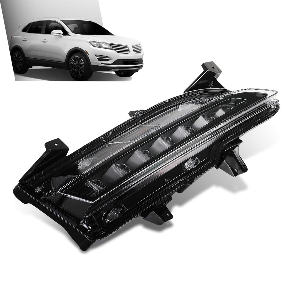 G-PLUS LED Front Fog Light Daytime Running Light Lamp Right Passenger Side Compatible with Lincoln MKC 2015-2018 EJ7Z13200C, FO2563100 Black