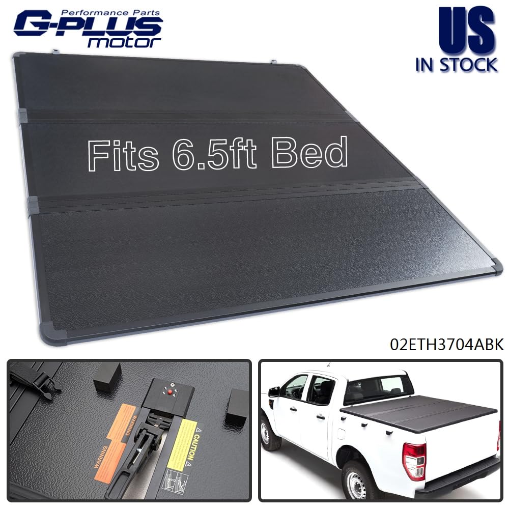 G-PLUS Hard Tri-Fold Truck Tonneau Cover Compatible with 2005-2011 Dodge Dakota Quad Cab/Standard Cab 6'5" Standard Short Bed
