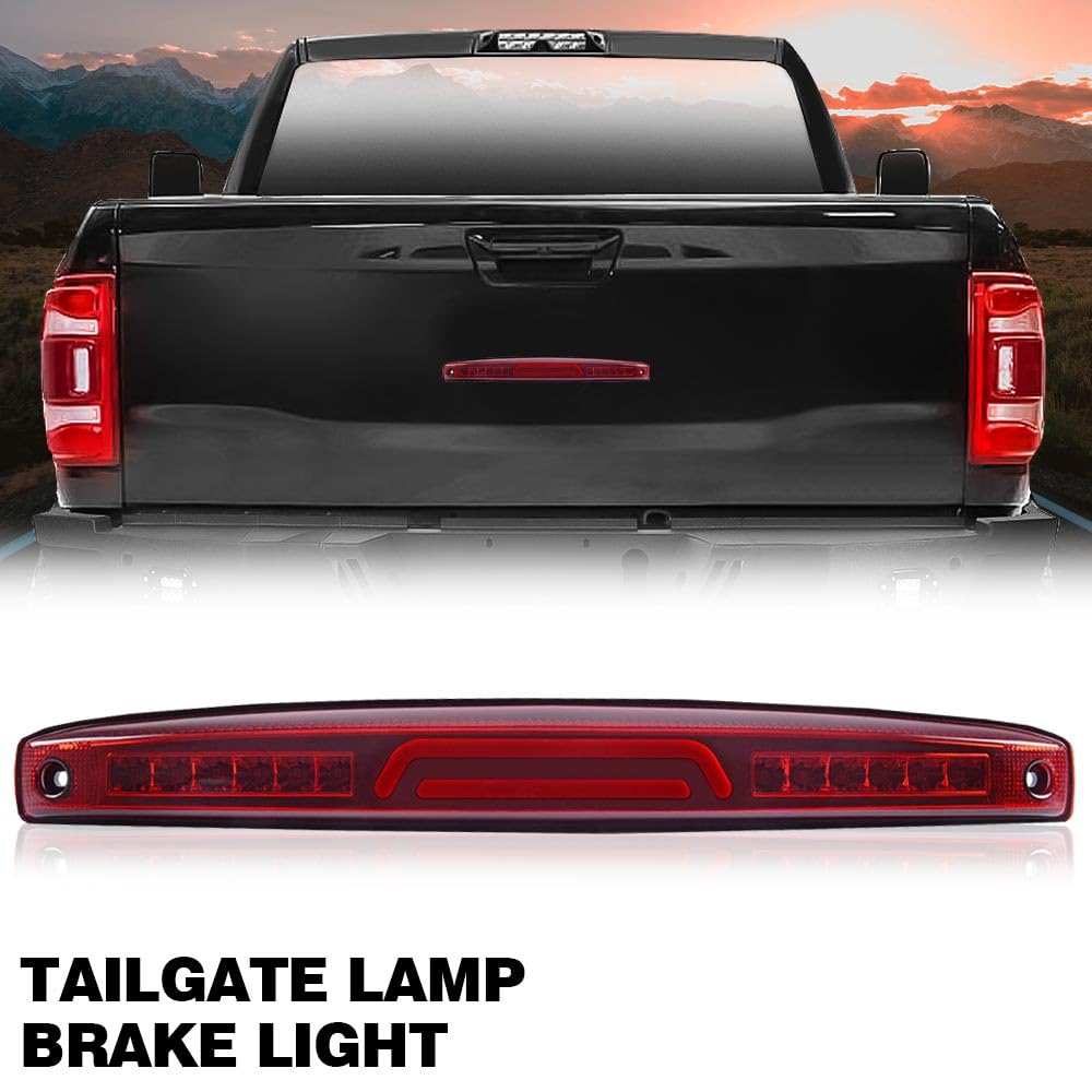G-PLUS LED Third 3rd Brake Light Compatible with Dodge Ram 2500 3500 2003-2006 High Mount Stop Cargo Lamp Red Lens Chrome Housing 05086509AA
