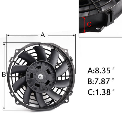 G-PLUS Universal Engine 30 Row AN10 Aluminum Transmission Oil Cooler Silver + 7" Electric Engine Cooling Fan