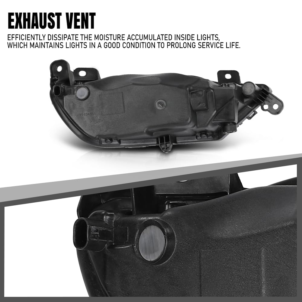 G-PLUS Left Side Front Bumper Fog Light Fog Lamp Compatible with Volvo XC90 XC60 S90 V90 2016 2017 2018 2019 2020 2021 2022 2023 2024 31395865 Black