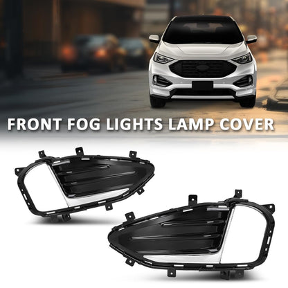 G-PLUS Front Fog Lights Lamp Cover Chrome Trim Bezel Compatible with Ford Edge 2019-2022 KT4Z15266CA, KT4Z15266CB Black