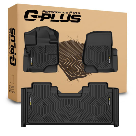 G-PLUS TPE Floor Mats Fit Ford F150 Supercab 2015-2025 (Not Fit Models Without Factory Carpet) 1st & 2nd Row Truck Accessories Cargo Liners All Weather Protection 3PCs Black Alfombras para Carro