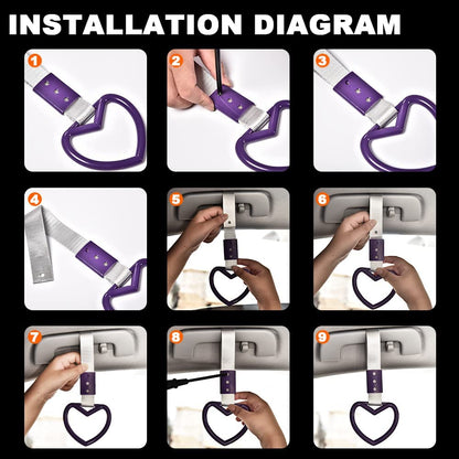 G-PLUS JDM Tsurikawa Ring Heart Subway Train Bus Car Handle Hand Straps Drift Charm,Rear Bumper Warning Ring (Purple)