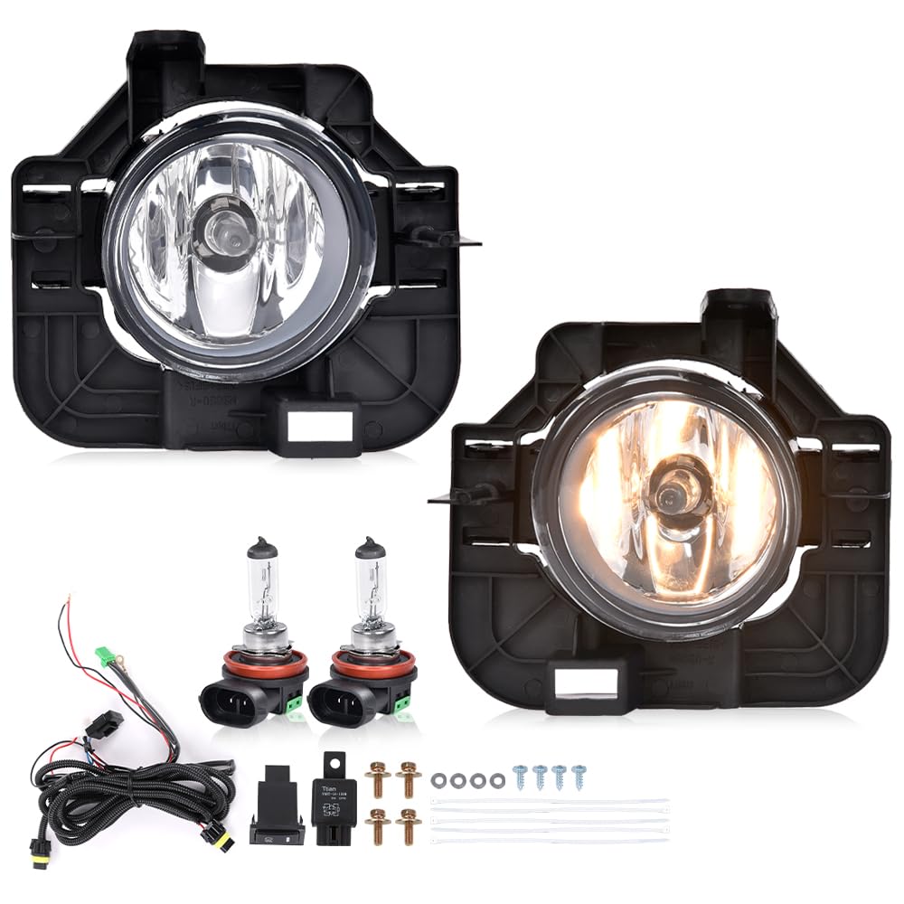 G-PLUS Bumper Fog Lights Compatible with 2007-2009 Nissan Altima Clear Driving Fog Lamps A pair W/Bulbs + Wiring Kit neblineros para autos delantero faros antiniebla
