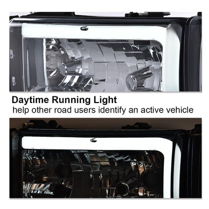 G-PLUS LED Headlights Assembly Fit 1994-2001 Dodge Ram 1500/Fit 1994-2002 Dodge Ram 2500 3500 (Not for Ram Sport),Headlamps w/o Bulbs Smoky Lens Chrome Housing Clear Reflector