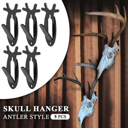 G-PLUS Black 5PCS Wall Hanger Hook European Antler Style Wall Mount Bracket for Hanging Mounting Elk Deer Antelope Living Room Bedroom Home Decor