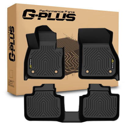 G-PLUS TPE Floor Mats Fit BMW X1 F48 2016-2022 1st & 2nd Row Truck Accessories Cargo Liners All Weather Protection 3 PCS Black Alfombras para Carro