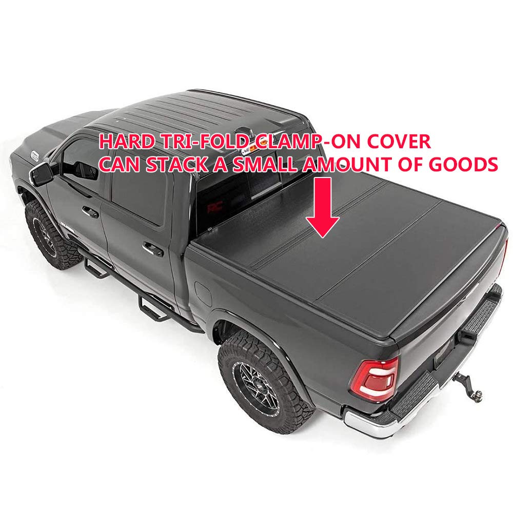 G-PLUS Black T3 Tri-Fold Hard Solid Truck Tonneau Cover Compatible with Chevy Silverado/GMC Sierra 2014-2018 | 6.6' Standard Short Bed | 2015 2016 2017