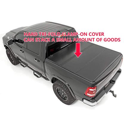 G-PLUS Black T3 Tri-Fold Hard Solid Truck Tonneau Cover Compatible with Chevy Silverado/GMC Sierra 2014-2018 | 6.6' Standard Short Bed | 2015 2016 2017