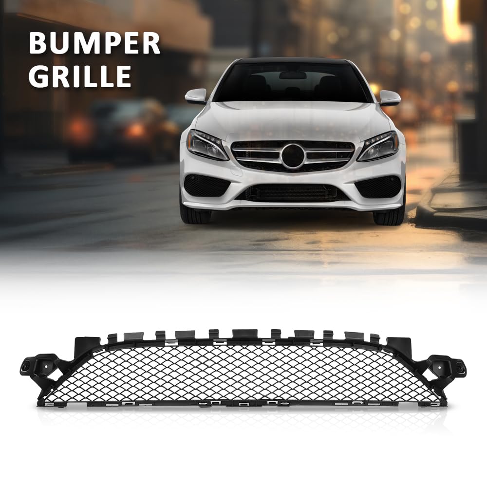 G-PLUS Bumper Grille Black Center Compatible with Benz C300 C43 AMG C450 AMG 4Matic 2015-2018, Fit For Models With AMG Styling Package 2058852123