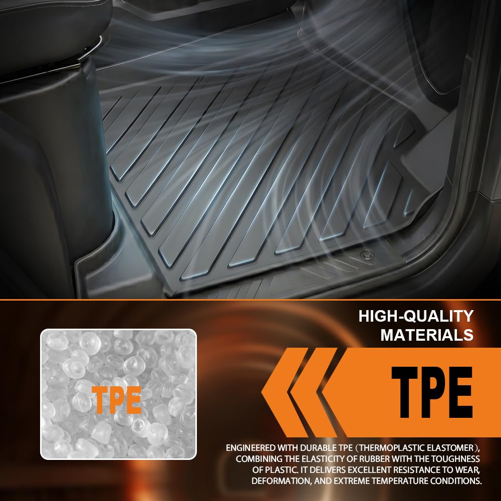 G-PLUS TPE Floor Mats Fit Can-Am Defender HD5/HD8/HD10 2016-2025 1st & 3rd Row Truck Accessories Cargo Liners All Weather Protection 3PCS Black Alfombras para Carro