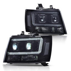 G-PLUS LED Headlights for Chevy Tahoe Avalanche Suburban 2007-2014 Smoky Black