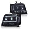 G-PLUS LED Headlights Assembly Fit Chevy Tahoe Avalanche Subarban 1500 2500 2007-2014 DRL Corner Turn Signal Headlamps Set Pair Left & Right Smoky Lens Black Housing Clear Reflector,faros delanteros