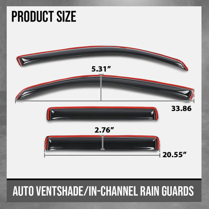 G-PLUS in-Channel Auto Vent Window Visor 4PCS Compatible with Honda Ridgeline 2017-2025 in-Channel Rain Guards Smoke