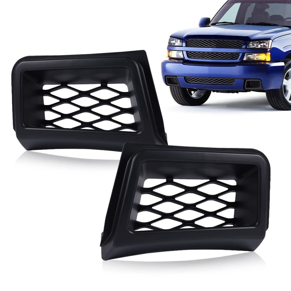 G-PLUS Front Bumper Caliper Air Duct Compatible with Chevy Silverado 1500 2003 2004 2005 2006 2007 SS-Style Left & Right Pair (Black) 89025754 89025753