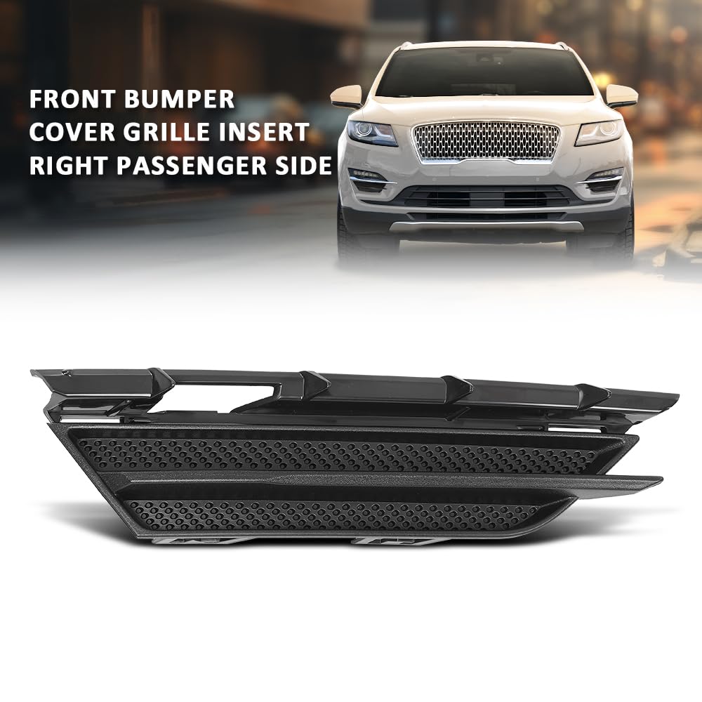 G-PLUS Right Fog Light Cover Bezel Grille Trim Passenger Side Compatible with Lincoln MKC 2015-2019 EJ7Z17E811BA, FO1039172 Black