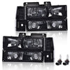 G-PLUS Headlights Assembly w/Bulbs Fit Chevy Suburban C1500 C2500 K1500 K2500 1994-1999, Fit GMC C2500 K2500 1994-2000, Left & Right Headlamps Assembly, Smoky Lens Black Housing Clear Reflector
