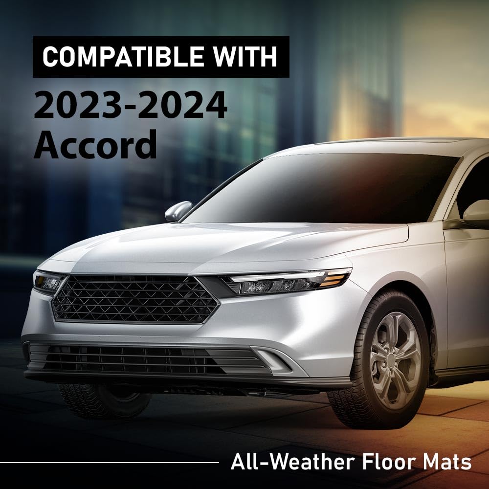G-PLUS Floor Mats Compatible with Honda Accord 2023-2024 All Weather Full Cover Protection 1st & 2nd Row Liner TPE Car Floor Cargo Liners Accessories Black