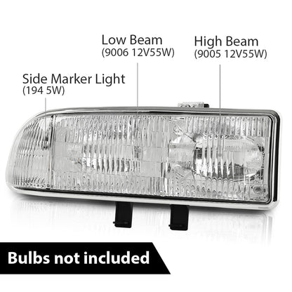 G-PLUS Headlights Assembly Fit Chevy Blazer Base LS LT Trailblazer Xtreme ZR2 S10 ZR5 SS Xtreme 1998-2005 Bumper Headlamps Clear Lens Chrome Housing Clear Reflector,faros delanteros