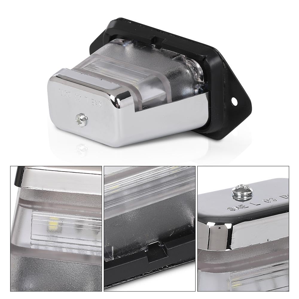 G-PLUS LED License Plate Light Compatible with Boat Trailer UTV ATV Universal 12V DC Surface Mount Chrome