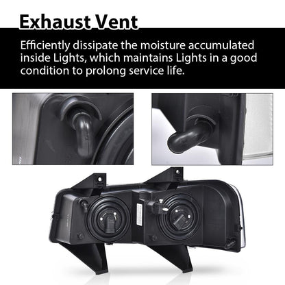 G-PLUS Headlights Assembly w/Bulbs Fit Chevy Express 1500 2500 3500 Van 2003-2019/Fit GMC Savana 1500 2500 3500 Van 2003-2019 Headlamps Clear Lens Black Housing Clear Reflector,faros delanteros